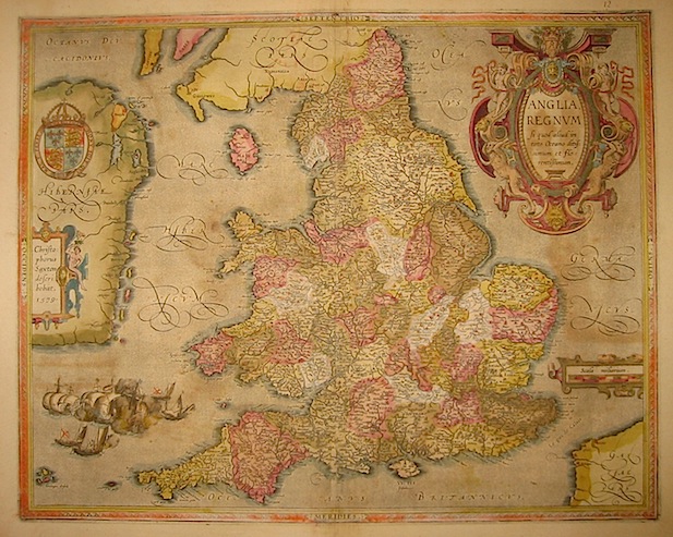 Ortelius Abraham (1528-1598) Anglia Regnum... 1603 Anversa, Jean Baptiste Vrients 